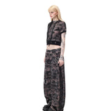 PINKSPINK Y2K Rhinestone Cat-Paw Wide-Leg Pants