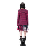 PINKSPINK Y2K Punk Striped Four-Sleeve Top
