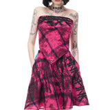 PINKSPINK Y2K Punk Bleached Plaid Graphic Bandana