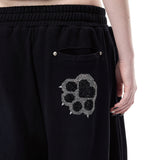 PINKSPINK Y2K Rhinestone Cat-Paw Wide-Leg Pants
