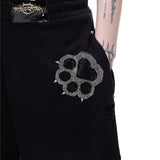 PINKSPINK Y2K Rhinestone Cat-Paw Wide-Leg Pants