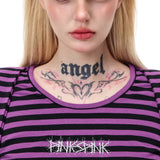 PINKSPINK Y2K Punk Striped Four-Sleeve Top
