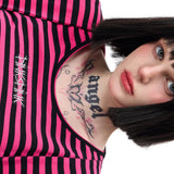 PINKSPINK Y2K Punk Striped Four-Sleeve Top