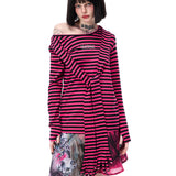 PINKSPINK Y2K Punk Striped Four-Sleeve Top