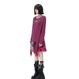 PINKSPINK Y2K Punk Striped Four-Sleeve Top