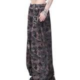 PINKSPINK Y2K Rhinestone Cat-Paw Wide-Leg Pants
