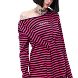 PINKSPINK Y2K Punk Striped Four-Sleeve Top