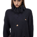 Fringed High-Neck Knit