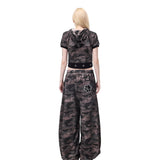 PINKSPINK Y2K Rhinestone Cat-Paw Wide-Leg Pants