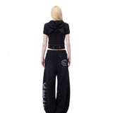PINKSPINK Y2K Rhinestone Cat-Paw Wide-Leg Pants