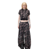 PINKSPINK Y2K Rhinestone Cat-Paw Wide-Leg Pants