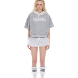 Lace cropped hoodie
