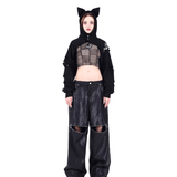 PINKSPINK Gothic Punk Distressed Cat-Ear Hood Shrug