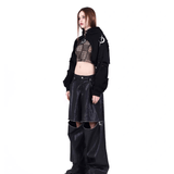 PINKSPINK Gothic Punk Distressed Cat-Ear Hood Shrug