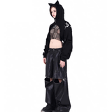PINKSPINK Gothic Punk Distressed Cat-Ear Hood Shrug